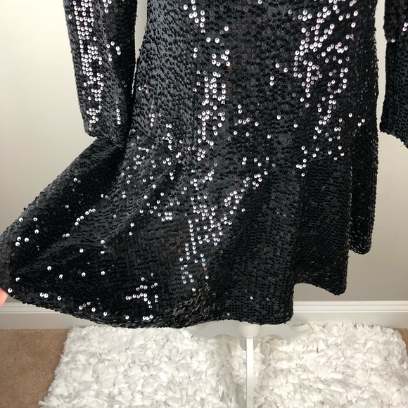 Eliza J velvet sequin fit flare mini dress flounce - Picture 3 of 8
